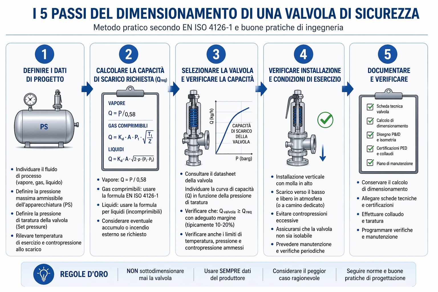 i 5 passi per il dimensionamento di una valvola di sicurezza