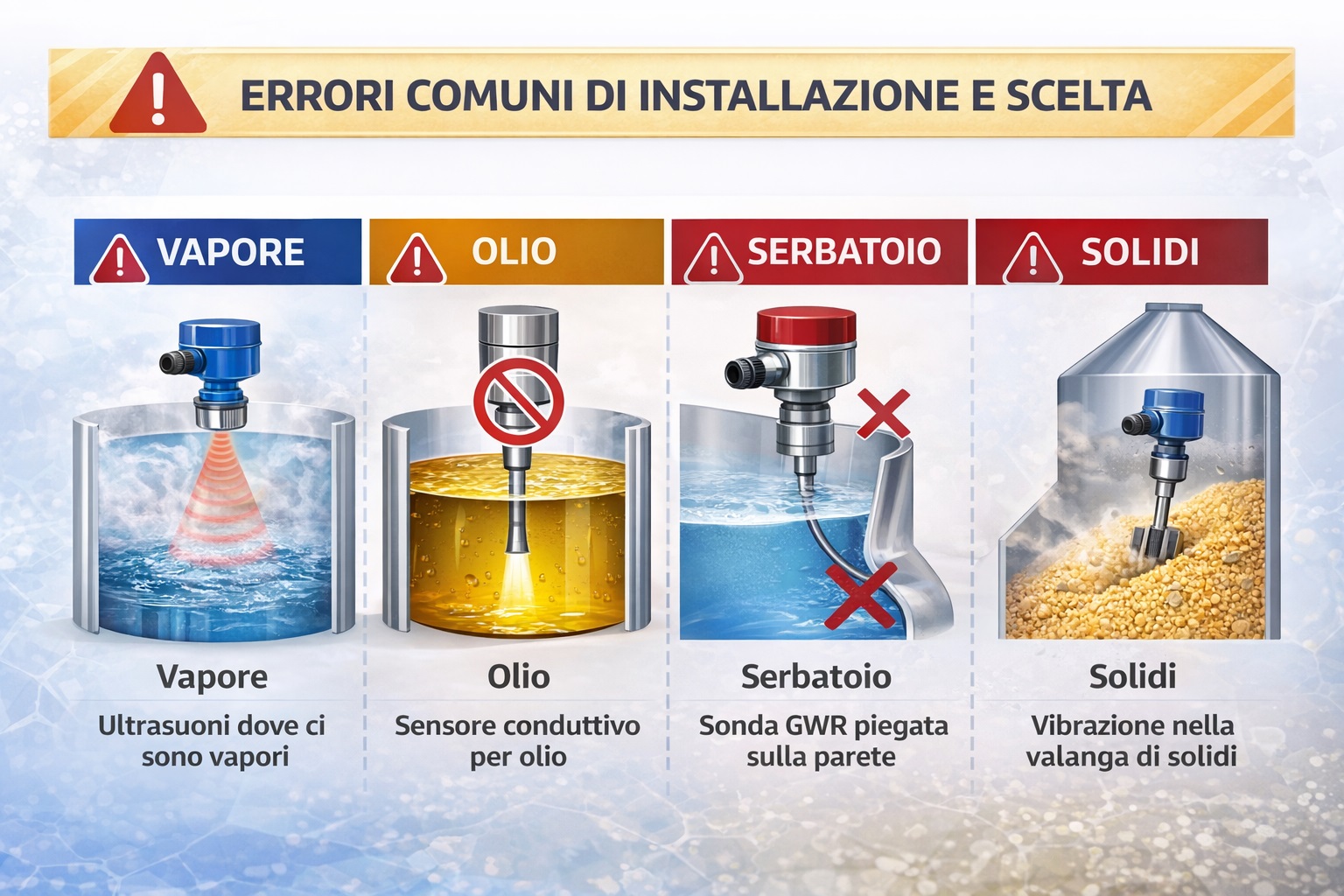 errori comuni nella scelta dei sensori di livellostato