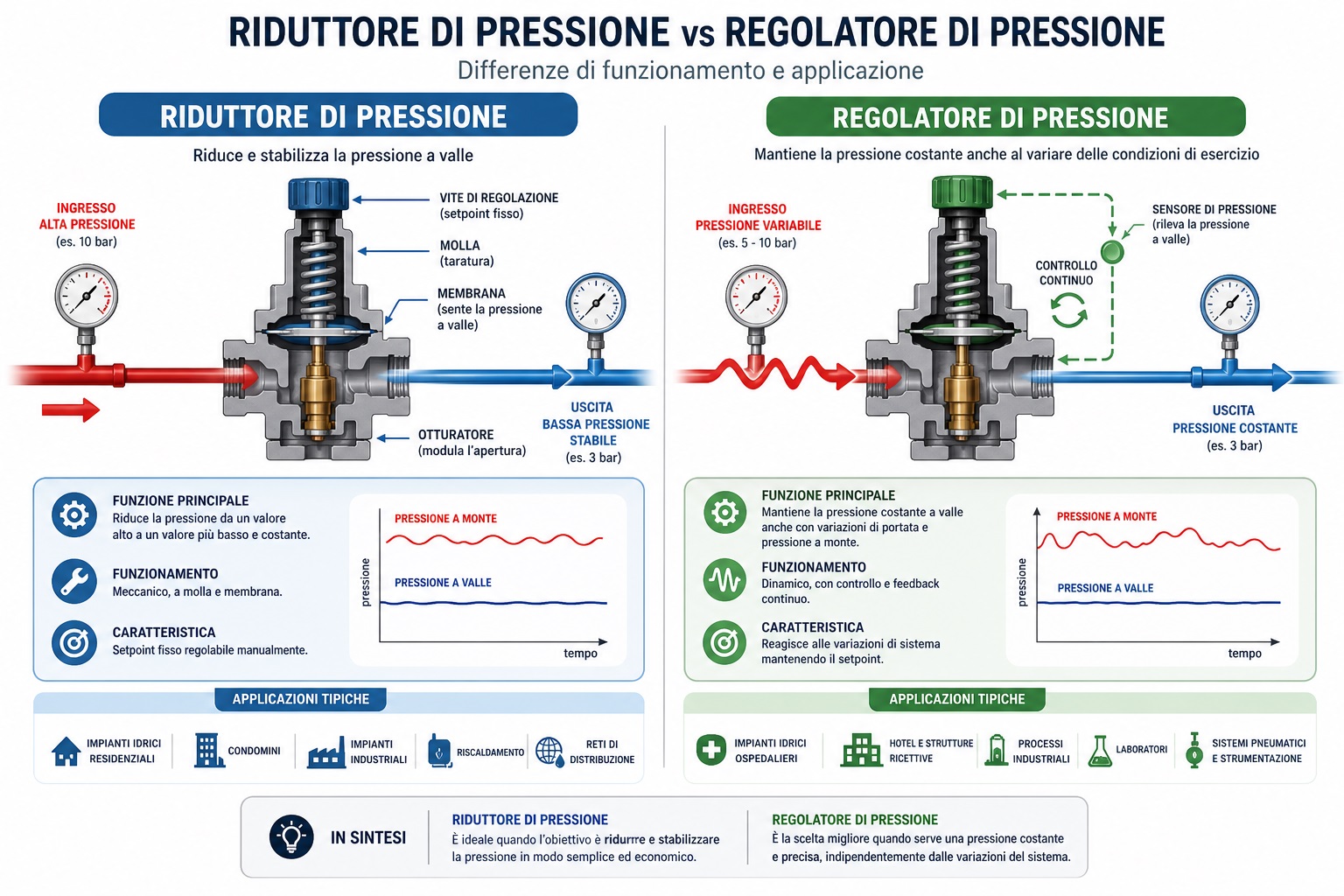 Confronto riduttore di pressione vs regolatore di pressione