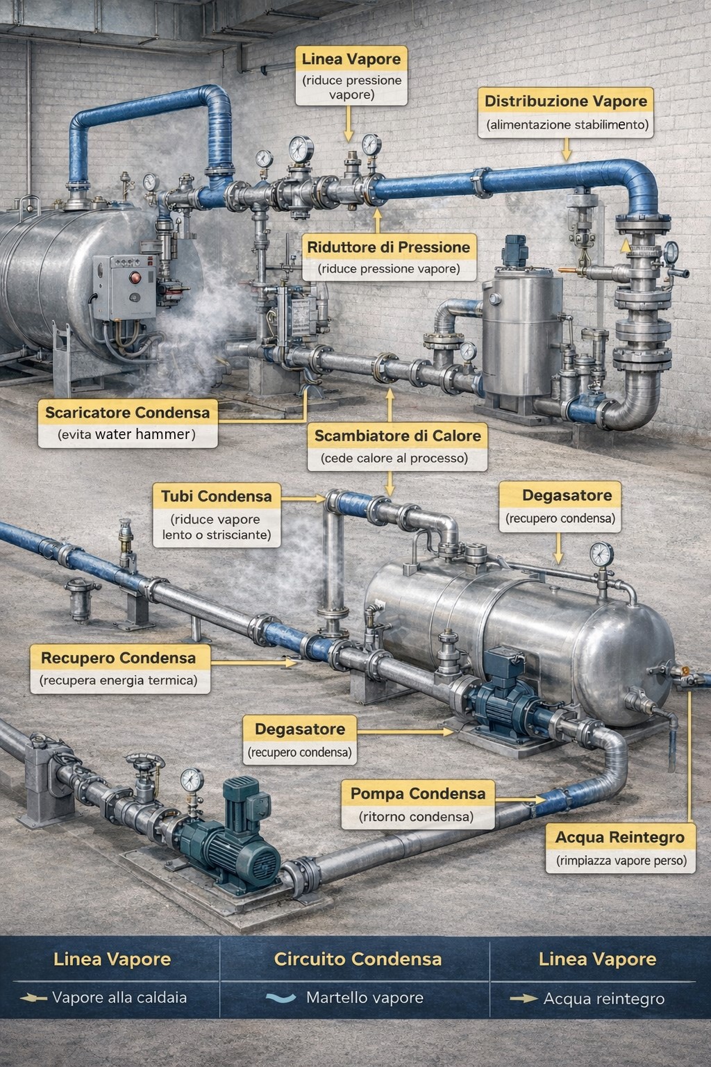 schema impianto vapore condensato