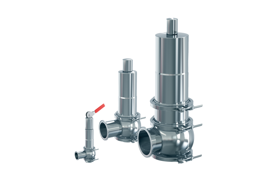 Valvola di sicurezza sanitaria serie Hygienic 4000 in acciaio inox, attacco clamp