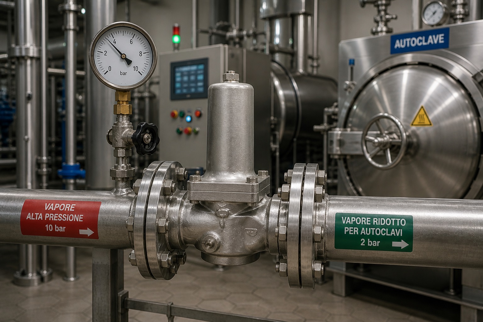 Riduttore vapore per autoclavi e sterilizzatori industriali